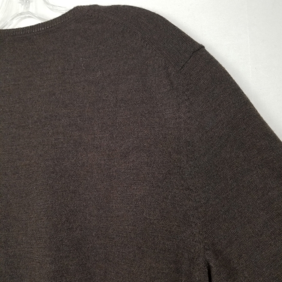 GAP Brown V-neck Merino Wool Long Sleeve Pullover Sweater Size Large - Picture 8 of 11